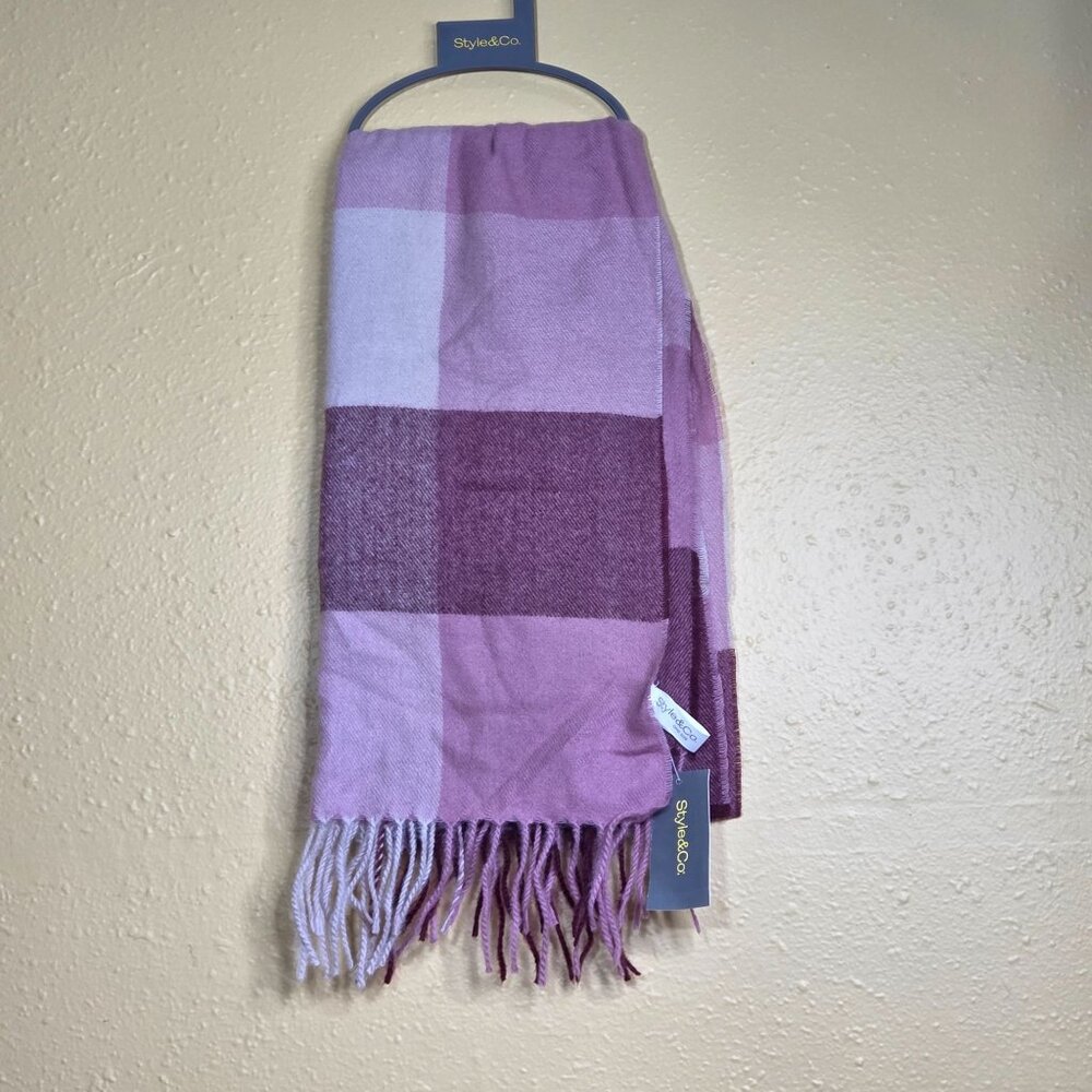 NWT Style & Co Women's Buffalo Check Soft Wrap Scarf Mauve